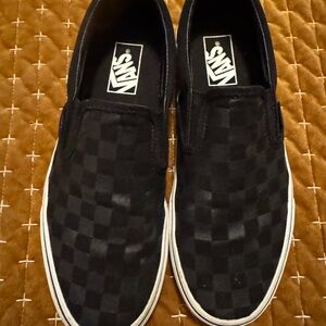 Vans Black Checkerboard Slip-On Loafers